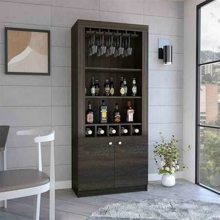 DEPOT E-SHOP Dakota Double Door Bar Cabinet, Carbon Espresso DE-MLC5013
